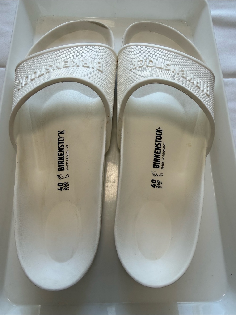 Birkenstock White EVA Slide Sandals with Embossed Logo - Picture 2 of 7